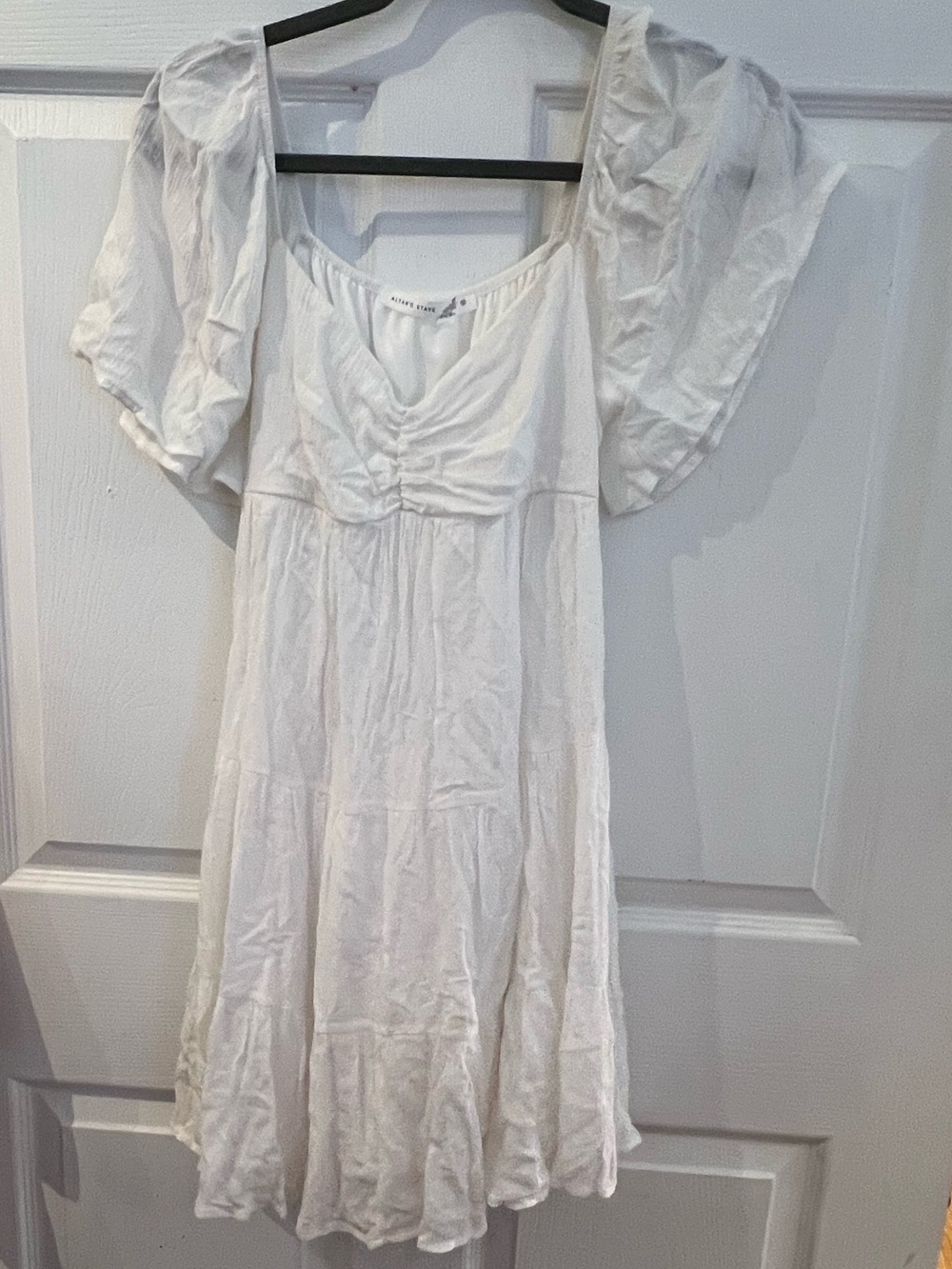 Altar'd State White Short Sleeve Mini Dress